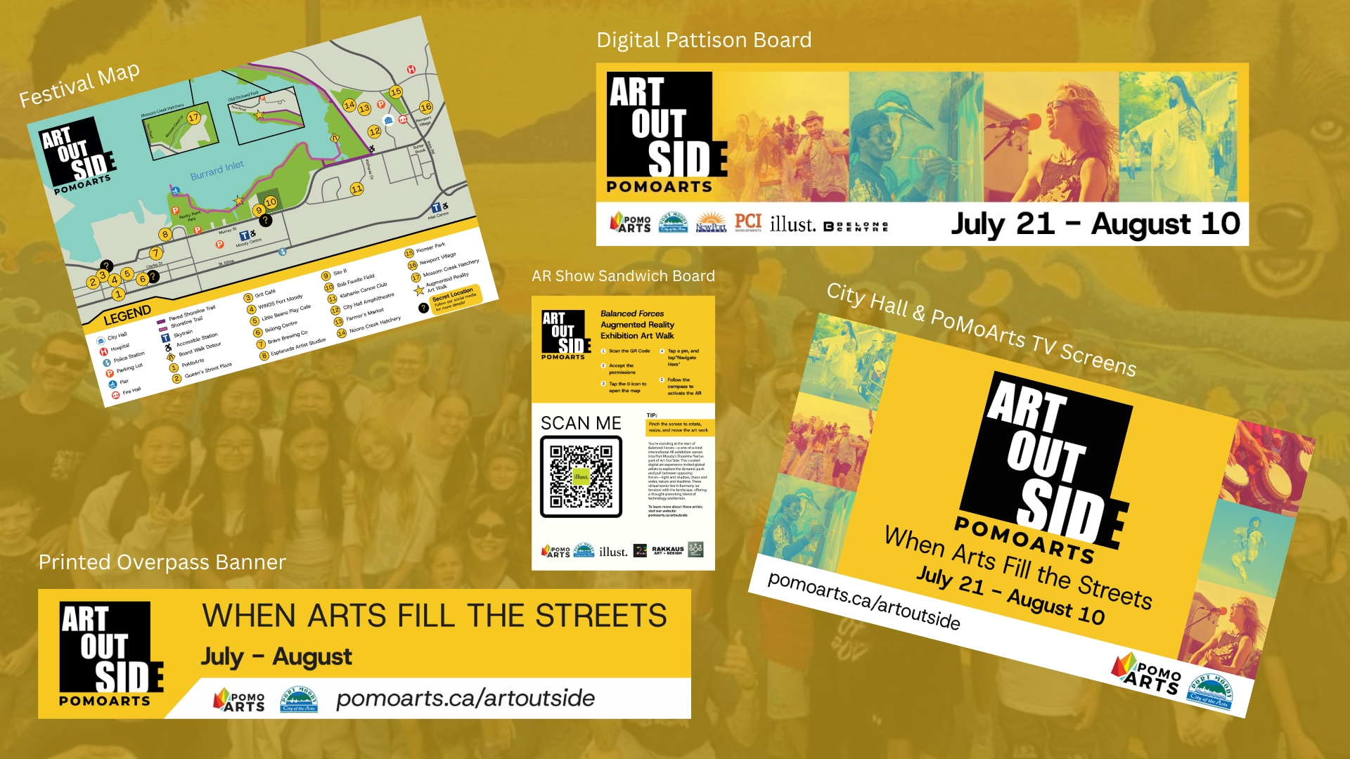 A collage of promotional material for an arts festival