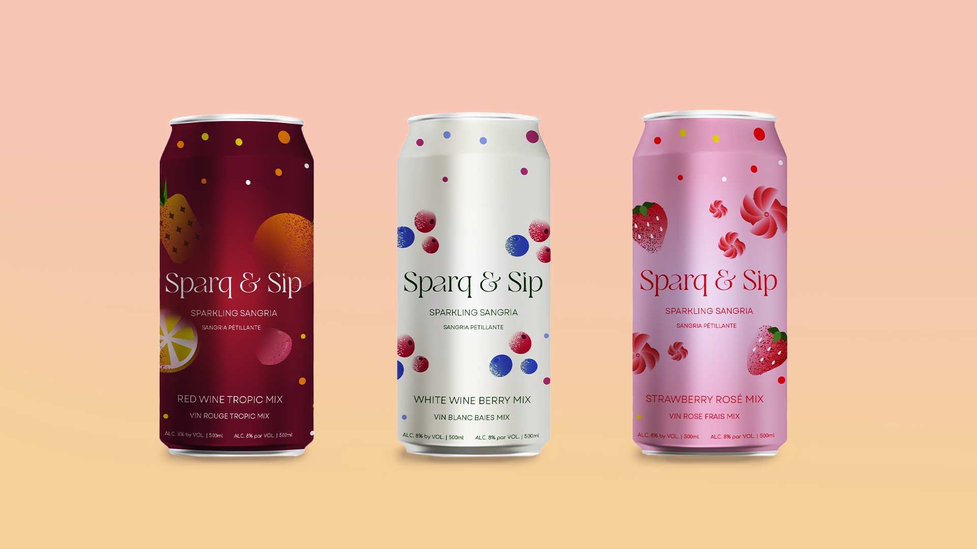 Cans of an alcoholic beverage on an orange background