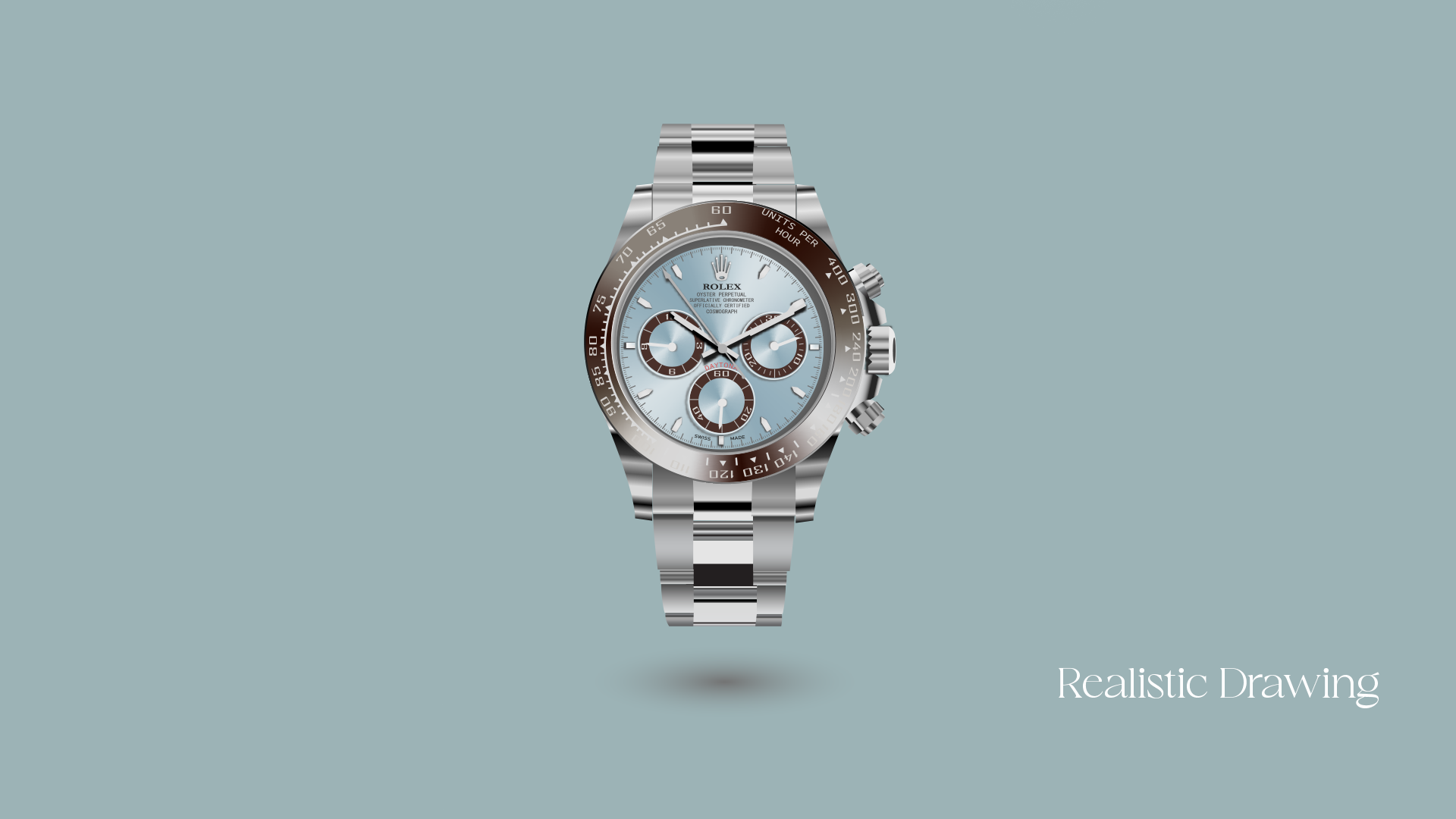 Realistic drawing of a blue rolex watch
